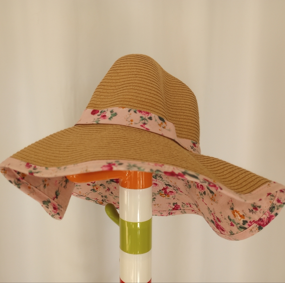Floral Wide Brim Floppy Foldable Sun Hat OS